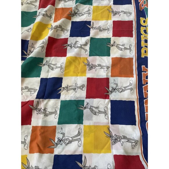 Vintage 1997 Warner Bros Bugs Bunny Twin Flat Sheet 70% Polyester 30% Cotton Mul - Picture 2 of 12